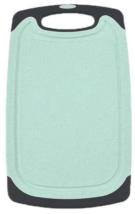 Selecto Bake Tabla de cortar de plástico grueso sin BPA, patas antideslizantes y ranura profunda para jugos, agujero para colgar, tablas de cortar grandes para frutas, verduras, carnes (verde)
