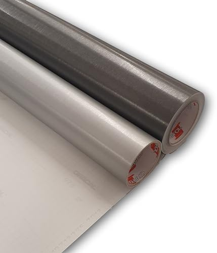 52,61€/qm Oracal 975 BR Autofolie Carwrapping Folie Gebürstet Brushed Silber & Graphit 3D Verklebung Deutsche Markenfolie (090 Silber gebürstet, 152cm x 25cm)