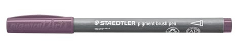 STAEDTLER brush pen pigment Arts, malve, pigmentierte Premium-Zeichentusche, Pinselspitze für variable Linienbreite, wasserfest, schnelltrocknend, 10 brush pens im Kartonetui, 371-260