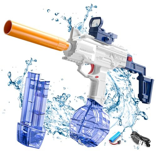 Wasserpistole Elektrisch, Wasserpistole Spielzeug Für Kinder Erwachsene, Wasserspritzpistole Groß Kapazität 8-10M Langer Reichweiter Für Badestrand Party Sommer Pool Wasserspielzeug (Lang Blau)