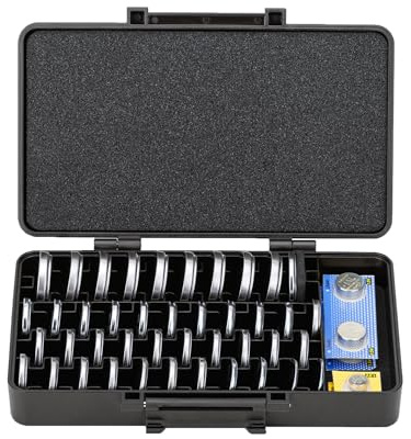 KIWIFOTOS Funda de Transporte de batería de Gran Capacidad, 42 Ranuras para baterías CR2032, CR2016, CR2025, CR2320, CR2325, CR2330, CR2335, CR2354, CR2412, CR2430, CR2450 y LR44 LR41
