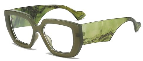 LJCZKA Oversized Square Blue Light Glasses Womens Mens Thick Frame Computer Glasses Anti Eye-Fatigue for Reading, Texting & Gaming