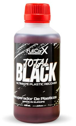 FULLCARX Total Black 250ml Recuperador Neumáticos y Plásticos Coche, Negro Intenso Renovador Hidratador, Protección Duradera, El embalaje puede variar
