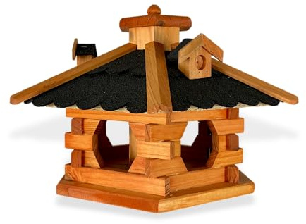 GARTENETAGE Futterhaus für Vögel mit Bitumendach - Perfekter Schutz und Hygienischer Komfort - Stilvolles Design für Garten und Balkon - Hochwertige Materialien für Langlebigkeit (ohne Ständer)