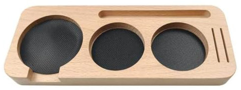 LSYHHXC Wooden Coffee Tamper Stand Portafiler Holder For Espresso Puck Screen Tamping Station Distribution Lever Tool Tamper Mat 51/58mm