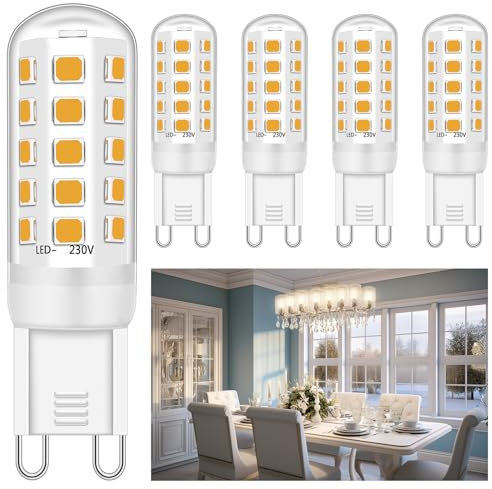 LED G9 Lampadina 5W Equivalente a 28W 33W 40W alogena Bulbi, Bianco caldo 2700K, G9 presa di corrente Guidato Lampada, senza sfarfallio, non dimmerabile, 420LM, CA 220-240V, confezione da 5 pezzi
