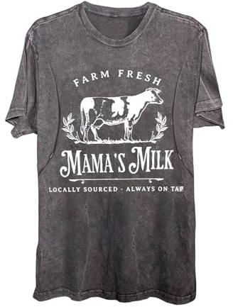 Komfort-Stillshirts für Damen, Reißverschluss, Still-Top, Causal Distressed Acid Washed Umstands-T-Shirts, Grau 4, Mittel