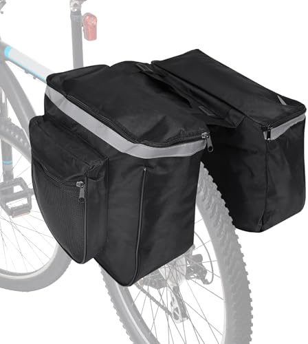 WGFOIP Borsa per bicicletta, impermeabile 25L borse laterali strisce riflettenti Borsa per portapacchi bicicletta, per brevi distanze 25 litri