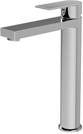 Balterley Tall Basin Mixer Tap, Mono Bathroom Taps, High Rise Monobloc Basin Sink Mixer Tap with Lever Handle, Round Body, Flat Square Spout Sink Taps for Cloakroom - 50 x 190 x 269mm (Chrome)
