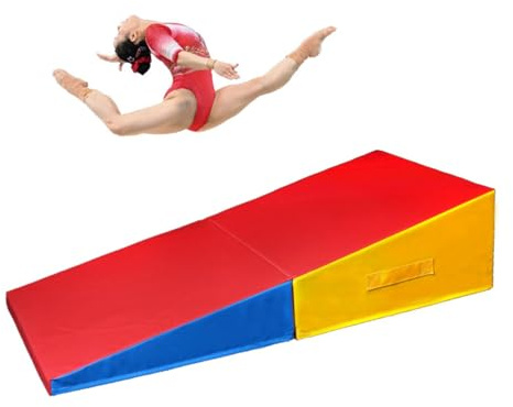 Gymnastik-schrägmatte, Käsekeil-geschicklichkeitsform-taumelmatten Mit Tragegriff Und Faltbarem Design Für Heimfitness, Gymnastiktraining(Size:150×75×35cm（59×29.5×13.8in）)