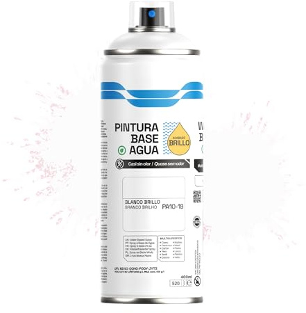 Etrexonline Pintura Spray Ecológica 400ml - Base Agua, Sin Olor - Para Muebles, Metal, Plástico y Madera - Colores Vivos y Permanentes, Cobertura Uniforme - Blanco Brillo, 1 unidad