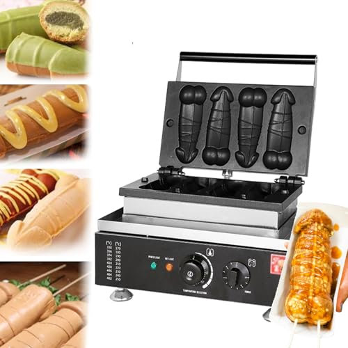 CHONGHAN 1600W Waffle Maker Shapes,Strange Shape Snack Machines 4 Molds, Non-Stick,50-300℃/122-572℉ Adjustable,Sausage Baker,Stick Machine,for Bakery,Restaurant,Commercial Waffle Maker Machine