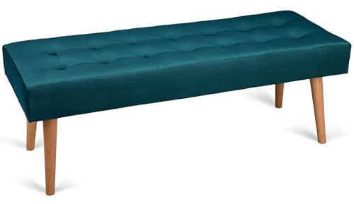 MG Design Polsterbank 45 × 120 cm in Blau – stabiles Holzgestell, weich gepolstert, samtig-weiche Oberfläche mit dezentem Schimmer, pflegeleicht – für Wohnzimmer, Schlafzimmer & Flur