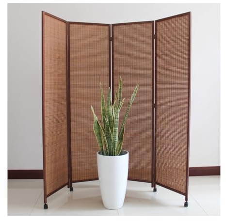 CQCCQ Paravent Court Pliable en Bambou, cloison de séparation avec roulettes, cloison Amovible, idéal for Chambre, Bureau, dortoir(80x40cm-3pcs)