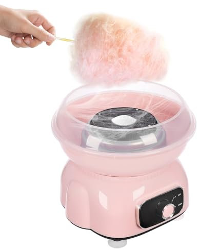 WindWilder Macchina elettrica per zucchero filato da 500 W, 1850 giri/min, con bastoncini e misurino, per casa, negozi e feste (rosa)