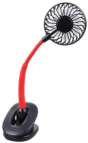 Ventilatore con Lampada USB Mini Nero in Plastica, Luce Notturna | Lampada da Scrivania con Morsetto, Vacanze Estive, Ventilatore con Presa USB e Ventilatore con Clip