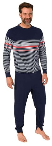 Normann Care Herren Pflegeoverall Langarm Einteiler Schlafanzug mit Reissverschluss am Rücken und Bein, Farbe:Navy, Größe:L