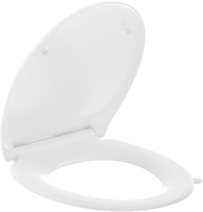 SREWOHS PRO WC Sitz mit Absenkautomatik und Quick-Release-Funktion, Toilettendeckel Oval Weiß, Klodeckel Duroplast, ToilettenSitz Abnehmbar, Softclose Toilet Seat, inkl. Installationsschablone