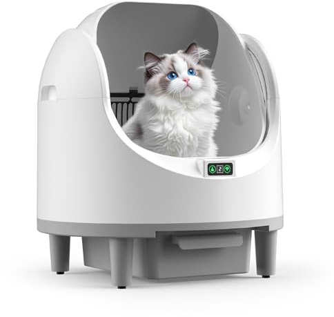 Offene Katzenklo Selbstreinigend Katzentoilette XXL, Katzentoilette Selbstreinigend, App-Steuerung, Sicherheitssensor, Große Fassungsvermögen Anti Pinch Self Cleaning Cat Litter Box für Mehrere Katzen
