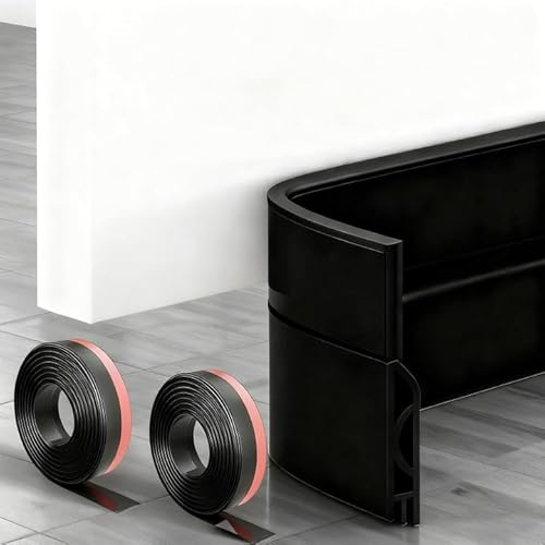 2 Stücke Zugluftstopper für Türen, 5 x 100cm Türdichtung | Zugluftstopper für Türen, Türdichtung Unten Selbstklebend für Windschutz, Schallschutz, Kälteschutz (Schwarz)