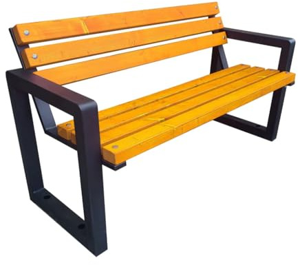 Primario Grande Gartenbank Wetterfest, Sitzbank Holz, Metall - Outdoor Bank, Holzbank Geschliffene Skandinavische Fichte, Pulverbeschichtet - Parkbank 350kg Tragkraft (Carbone Tik 175 cm, CE)