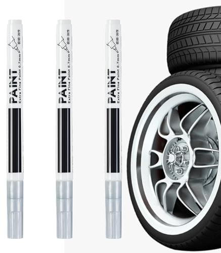 Kit de réparation de rayures pour roues de voiture - 3 stylos de vernis fins - Haute précision - Utilisation facile - Séchage rapide - Dissolvant professionnel pour curb - Marque d'échappement pour