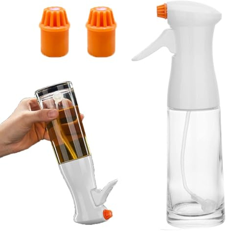 NPLSEO Oil Sprayer Dispenser, 200ml Glass Olive Oils Sprayer Mister, Olive Oils Spray Bottle, Kitchen Gadgets Accessories for Kitchen Accessories, Widely Suitable for Air Fryer, BBQ, Baking (Black)