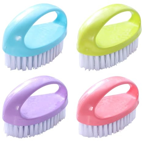 4 Pack Hand Nail Brushes, Nylon Firm Stiff Bristles Deep Clean Brushes, Heavy Duty Grip Handle Nail Cleaner for Mechanics Gardeners