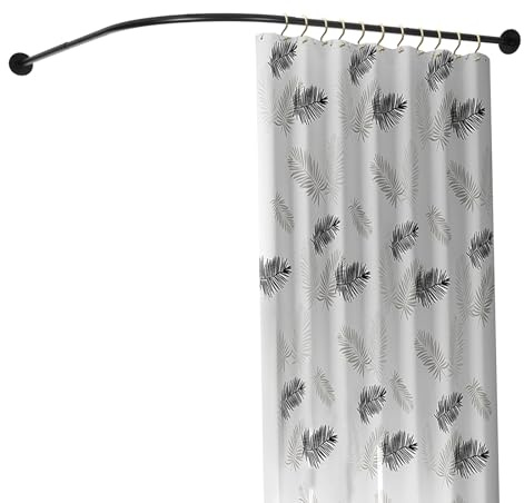 CUMELLIIR Duschdraperistång utan borrning L form, duschstång hörn justerbar längd, duschdraperi hållare duschstång för badkar, [90–130 cm]*[90–130 cm]