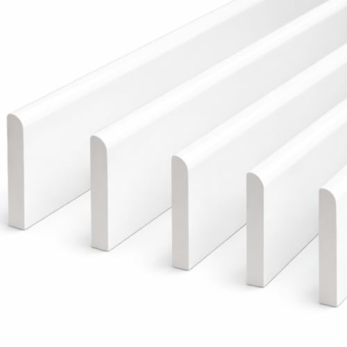 White Plastic UPVC Trim 90mm x 1 Metre, Plastic Edging Trim for Fascia Boards, Window Sills and Doors, Architrave Skirting Board (5)