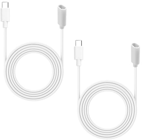 BTFO 2uds Cable Extensor USB-C Macho a Hembra, 6m de Longitud Tipo C para Cámara de Interior con Giro e Inclinación (Versión 2024) (Blanco)