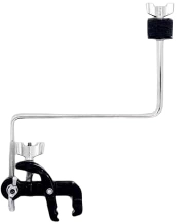 kowaku Soporte de Aro para Bombo Abrazadera de Platillo con Brazo de Montaje en Z de Acero Inoxidable Resistente Compatibilidad Universal para Ensayos Y Uso, Varilla de Platillo