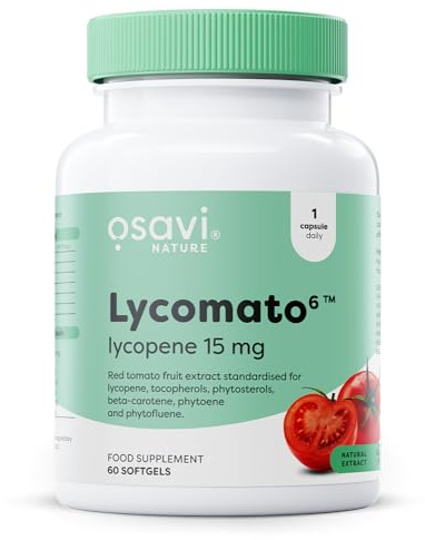 Osavi Lycopene 15 mg Lycomato6™ – 60 softgels | Patented Tomato Extract with 6 Phytonutrients | Lycopene, Tocopherols, Phytosterols, Beta-Carotene, Phytoene & Phytofluene | Clean Label