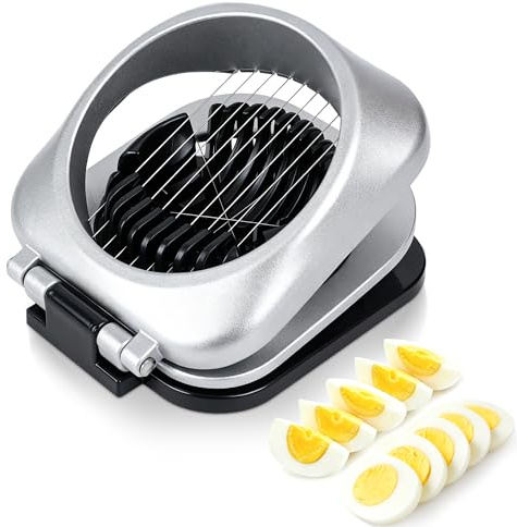 Premium Eierschneider Edelstahl, Professioneller Eierschäler mit Doppelfunktion, Obstschneider, Lebensmittelechter Edelstahl, Kann Hartgekochte Eier, Mozzarella und Pilze Schneiden