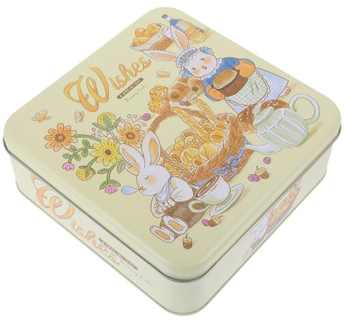 COLLBATH Boîte à Biscuits en Métal Carrée 17cm, Boîte de Rangement | Boite Biscuits, Boîte D'emballage de Bonbons, Motif Décoratif, Boîte de Rangement pour Sweets et Chocolate