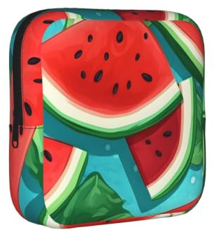 Summer Watermelon Sanitary Napkin Storage Bag Period Pouch, Discreet Sanitary Towel Holder Fruit Portable Feminine Pad Organiser for Women, Teen Girls, Travel & School