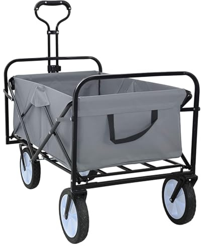 Ziaphsol Carrello pieghevole in tessuto Oxford grigio, 94 x 53 x 99 cm, portata 200 kg, maniglia regolabile in altezza, ruote silenziose a 360°, per trasloco, giardino, magazzino e cantiere