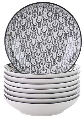 Vancasso, série Haruka, assiette creuse, 8 pièces, en porcelaine, style japonais