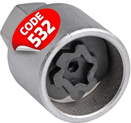 SW-stål 02383L-12, fälglås, adapter 532 I lämplig för VW I fälglås lossa I hjulsäkring, fälglås, demontering, verktyg I fälglås utrotare I fälgskyddsnyckel
