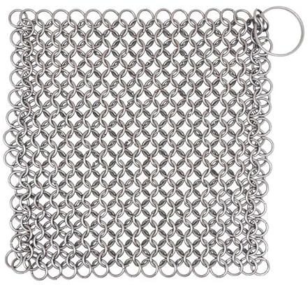 Mythrojan Cast Iron Cleaner 5.9 x 5.9 316L Stainless Steel Chainmail Scrubber Round for Cast Iron Pan Griddle Skillet Dutch Oven Wok, Pan Pot BBQ Grills