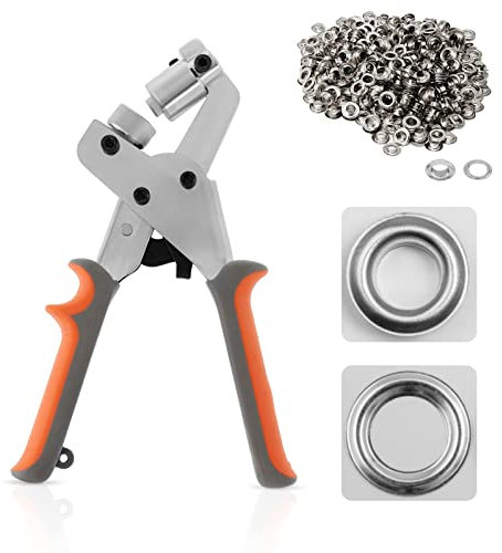 BEAMNOVA Ösenwerkzeug-Set, 10 mm, Handlochzange, Tüllenmaschine, Handpresse, 500 silberfarbene Ösen