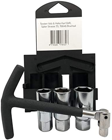 Votoka Zündkerzenschlüssel Set - 180° Verstellbarer Zündkerzen Schlüssel mit T-Griff - Auto und Motorrad Zündkerzenschlüssel 16mm, 18mm und 21mm