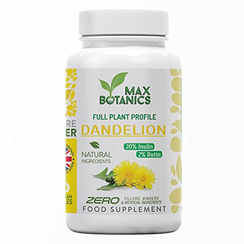 Dandelion Extract Leaf and Root Full Plant Profile - Inulin & Flavonoids - Mediterranean Source (No Fillers or Binders) (90 Capsule Bottle)