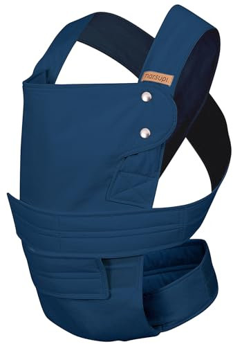 marsupi Classic Babytrage - Neugeborene von der Geburt bis zu 15 kg - Baby Erstaustattung - Klett-Verschluss - Leicht und Kompakt - Ocean S/M