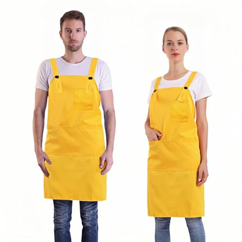 BIGHAS H-Stil Schürze mit Tasche für Damen und Herren, verstellbar, große Größe, bequem, Küche, Zuhause, Kochen, 12 Farben