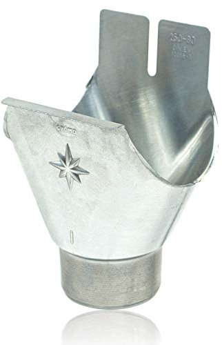 Zink Einhangstutzen oval 40/120 für halbrunde Dachrinnen - Titanzink Rinnenstutzen mit Klemmfeder und Einhängeöse für einfache und schnelle Montage