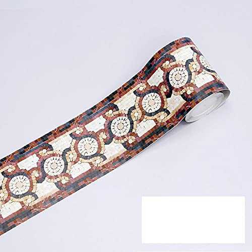 Tapetenbordüre, selbstklebend, braun, Wandaufkleber, Bordüre, abnehmbar, wasserdicht, Tapeten-Aufkleber, Dekoration für Wohnzimmer, Badezimmer, Küche, Fliesen, 10 x 500 cm