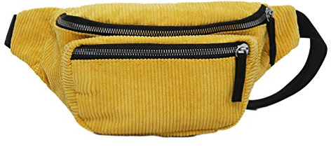 VALICLUD Damen Gürteltasche Gelb Cord 11.42X4.72X1.97 Zoll Modische Hüfttasche Mit Verstellbarem Riemen Für Freizeit Outdoor Reisen Und Alltag