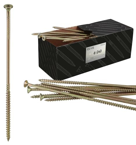 100 Vis bois Torx à tête fraisée plate expert - Acier galvanisé - anti-fendage - moletage de serrage - 6x160
