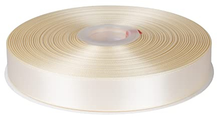 Fondersy 25 mm x 91 m dubbelsidiga satinband elfenben polyesterband för presentinslagning bröllopsdekoration blomsterarrangemang hantverk